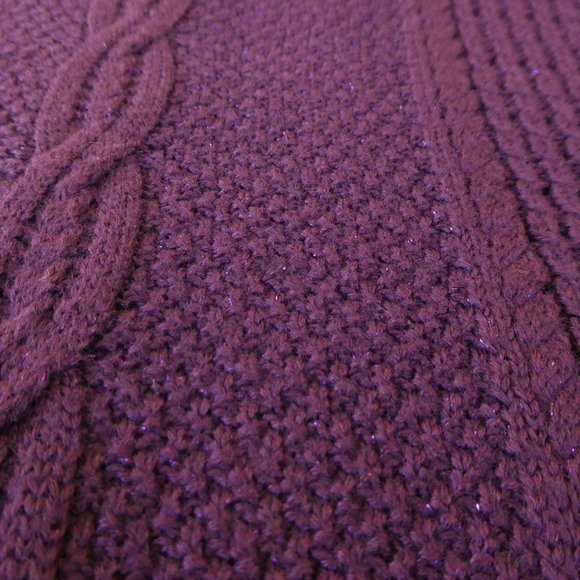 Torrid V Neck Sweater Tunic Metallic Purple Cable 3D Knit WooL Blend 4X - Picture 7 of 11